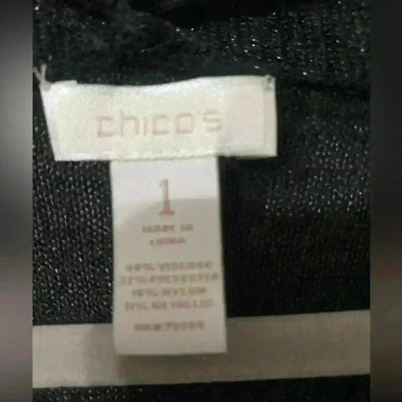 Chicos Light Weight Cardigan Size 1 (US M)Very Pretty Black, Gold & Silver - Picture 3 of 4